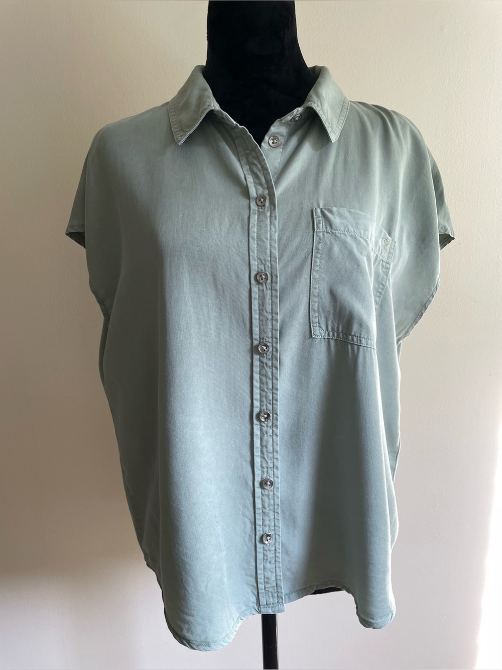 Calvin Klein Jeans Lyocell Button Front Shirt Sage Green Relaxed M